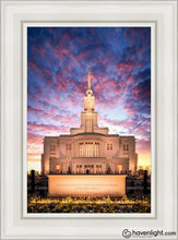 Load image into Gallery viewer, Payson Temple Open Edition Canvas / 14 X 21 White Frame Art

