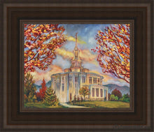 Load image into Gallery viewer, Payson Temple Roots As One Open Edition Canvas / 8 X 10 Brown Frame Art
