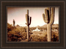 Load image into Gallery viewer, Phoenix Saguaro Cactus Open Edition Canvas / 14 X 21 Brown Frame Art
