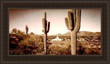 Load image into Gallery viewer, Phoenix Saguaro Cactus Open Edition Canvas / 15 X 30 Brown Frame Art
