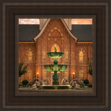 Load image into Gallery viewer, Provo City Center Fountain Of Truth Open Edition Canvas / 12 X Brown Frame Art
