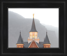 Load image into Gallery viewer, Provo City Center Morning Fog Open Edition Canvas / 11 X 14 Black Frame Art
