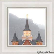 Load image into Gallery viewer, Provo City Center Morning Fog Open Edition Canvas / 12 X White Frame Art
