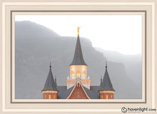 Load image into Gallery viewer, Provo City Center Morning Fog Open Edition Canvas / 20 X 30 Gray Frame Art
