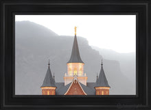 Load image into Gallery viewer, Provo City Center Morning Fog Open Edition Canvas / 24 X 36 Black Frame Art
