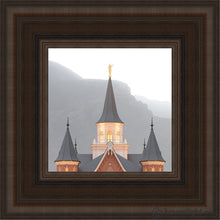 Load image into Gallery viewer, Provo City Center Morning Fog Open Edition Canvas / 6 X Brown Frame Art
