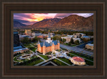 Load image into Gallery viewer, Provo City Center Northeast Aerial Open Edition Canvas / 12 X 18 Brown Frame Art
