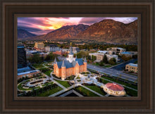 Load image into Gallery viewer, Provo City Center Northeast Aerial Open Edition Canvas / 14 X 21 Brown Frame Art
