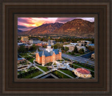 Load image into Gallery viewer, Provo City Center Northeast Aerial Open Edition Canvas / 8 X 10 Brown Frame Art
