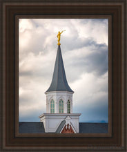 Load image into Gallery viewer, Provo City Center Steeple Open Edition Canvas / 11 X 14 Brown Frame Art
