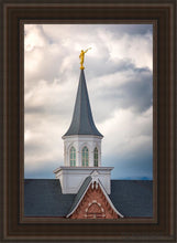 Load image into Gallery viewer, Provo City Center Steeple Open Edition Canvas / 24 X 36 Brown Frame Art
