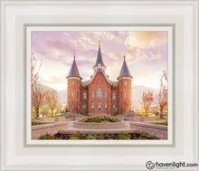 Load image into Gallery viewer, Provo City Center Sunrise Open Edition Canvas / 8 X 10 White Frame Art
