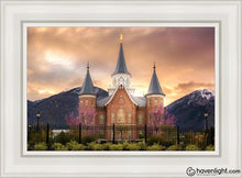 Load image into Gallery viewer, Provo City Center Temple - Breaking Sun Open Edition Canvas / 14 X 21 White Frame Art
