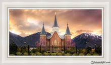 Load image into Gallery viewer, Provo City Center Temple - Breaking Sun Open Edition Canvas / 15 X 30 White Frame Art
