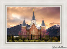Load image into Gallery viewer, Provo City Center Temple - Breaking Sun Open Edition Canvas / 24 X 36 Gray Frame Art
