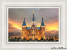 Load image into Gallery viewer, Provo City Center Temple Burning Sky Open Edition Canvas / 12 X 18 White Frame Art
