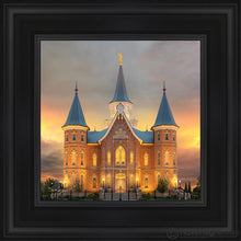 Load image into Gallery viewer, Provo City Center Temple Burning Sky Open Edition Canvas / 12 X Black Frame Art
