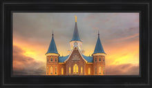 Load image into Gallery viewer, Provo City Center Temple Burning Sky Open Edition Canvas / 15 X 30 Black Frame Art

