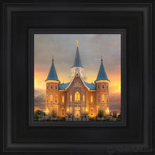 Load image into Gallery viewer, Provo City Center Temple Burning Sky Open Edition Canvas / 6 X Black Frame Art
