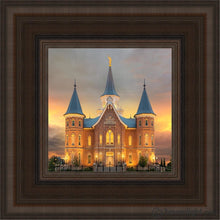 Load image into Gallery viewer, Provo City Center Temple Burning Sky Open Edition Canvas / 6 X Brown Frame Art
