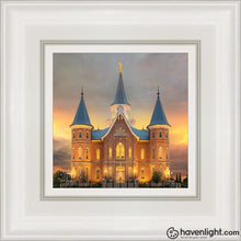 Load image into Gallery viewer, Provo City Center Temple Burning Sky Open Edition Canvas / 6 X White Frame Art
