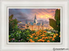 Load image into Gallery viewer, Provo City Center Temple Orange Flowers Open Edition Canvas / 12 X 18 White Frame Art
