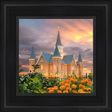Load image into Gallery viewer, Provo City Center Temple Orange Flowers Open Edition Canvas / 12 X Black Frame Art
