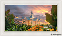 Load image into Gallery viewer, Provo City Center Temple Orange Flowers Open Edition Canvas / 15 X 30 White Frame Art
