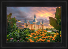 Load image into Gallery viewer, Provo City Center Temple Orange Flowers Open Edition Canvas / 24 X 36 Black Frame Art
