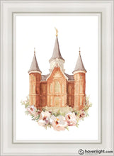Load image into Gallery viewer, Provo City Center Watercolor Open Edition Canvas / 24 X 36 White Frame Art
