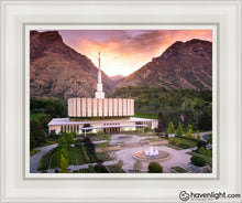 Load image into Gallery viewer, Provo Sunrise Aerial Open Edition Canvas / 11 X 14 White Frame Art
