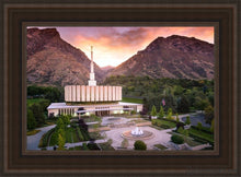 Load image into Gallery viewer, Provo Sunrise Aerial Open Edition Canvas / 14 X 21 Brown Frame Art
