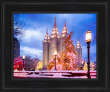 Load image into Gallery viewer, Salt Lake Christmas Temple Open Edition Canvas / 11 X 14 Black Frame Art
