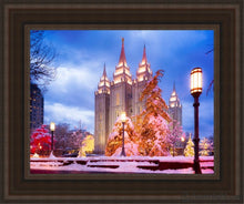 Load image into Gallery viewer, Salt Lake Christmas Temple Open Edition Canvas / 11 X 14 Brown Frame Art
