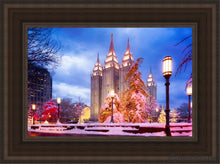 Load image into Gallery viewer, Salt Lake Christmas Temple Open Edition Canvas / 12 X 18 Brown Frame Art

