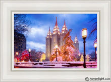 Load image into Gallery viewer, Salt Lake Christmas Temple Open Edition Canvas / 12 X 18 White Frame Art
