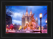 Load image into Gallery viewer, Salt Lake Christmas Temple Open Edition Canvas / 14 X 21 Black Frame Art
