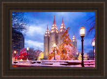 Load image into Gallery viewer, Salt Lake Christmas Temple Open Edition Canvas / 14 X 21 Brown Frame Art
