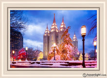 Load image into Gallery viewer, Salt Lake Christmas Temple Open Edition Canvas / 20 X 30 White Frame Art
