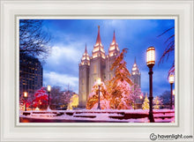 Load image into Gallery viewer, Salt Lake Christmas Temple Open Edition Canvas / 24 X 36 White Frame Art
