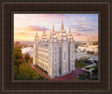 Load image into Gallery viewer, Salt Lake City A Mighty Fortress Open Edition Canvas / 11 X 14 Brown Frame Art

