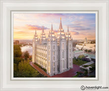 Load image into Gallery viewer, Salt Lake City A Mighty Fortress Open Edition Canvas / 11 X 14 White Frame Art
