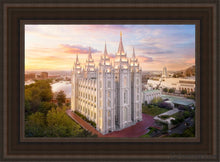Load image into Gallery viewer, Salt Lake City A Mighty Fortress Open Edition Canvas / 14 X 21 Brown Frame Art
