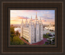 Load image into Gallery viewer, Salt Lake City A Mighty Fortress Open Edition Canvas / 8 X 10 Brown Frame Art
