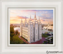 Load image into Gallery viewer, Salt Lake City A Mighty Fortress Open Edition Canvas / 8 X 10 White Frame Art
