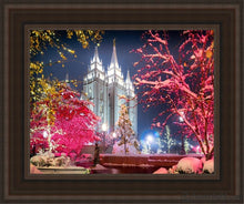 Load image into Gallery viewer, Salt Lake City Christmas Lights Open Edition Canvas / 11 X 14 Brown Frame Art
