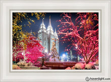 Load image into Gallery viewer, Salt Lake City Christmas Lights Open Edition Canvas / 14 X 21 White Frame Art
