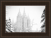 Load image into Gallery viewer, Salt Lake City High Key Snow Open Edition Canvas / 14 X 21 Brown Frame Art
