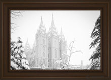 Load image into Gallery viewer, Salt Lake City High Key Snow Open Edition Canvas / 20 X 30 Brown Frame Art
