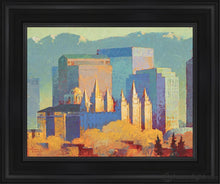 Load image into Gallery viewer, Salt Lake City Temple In The Fall Open Edition Canvas / 11 X 14 Black Frame Art
